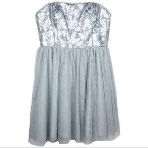 Aidan Mattox Silver Sequin Tulle Dress Sz 12